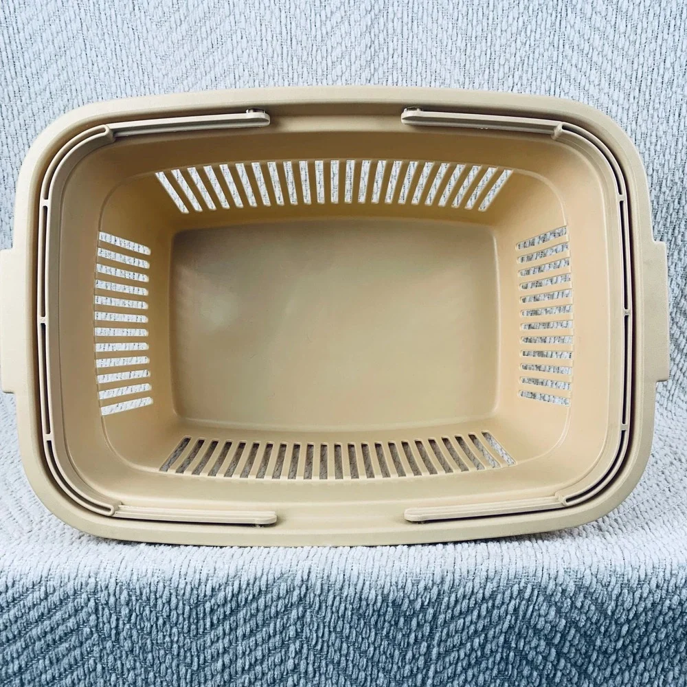 Vtg Rubbermaid Store N Carry Grocery Shopping‎ Basket Beige Plastic Utility 2686